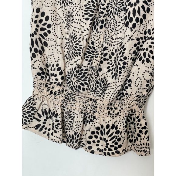 Saint Tropez West 100% Linen Floral Blouse Top Size Small Y2k Neutral G42 - Picture 8 of 11